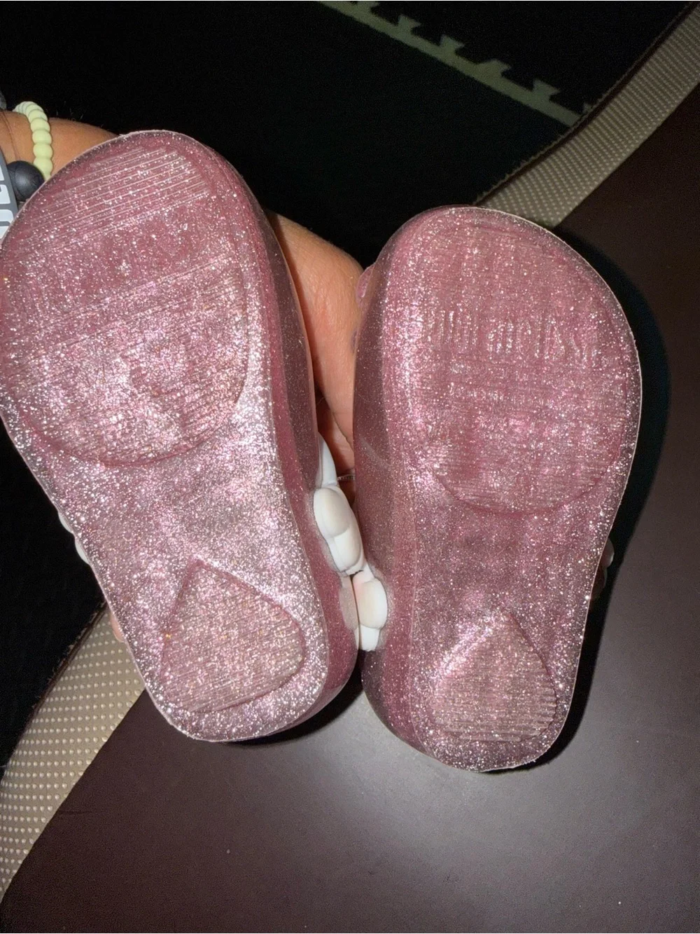 Mini Melissa Pink Glitter Unicorn Mary Janes with Rainbow Strap